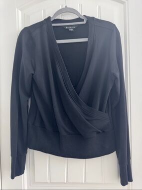 Athleta Black Wrap-Front Long Sleeve Pullover